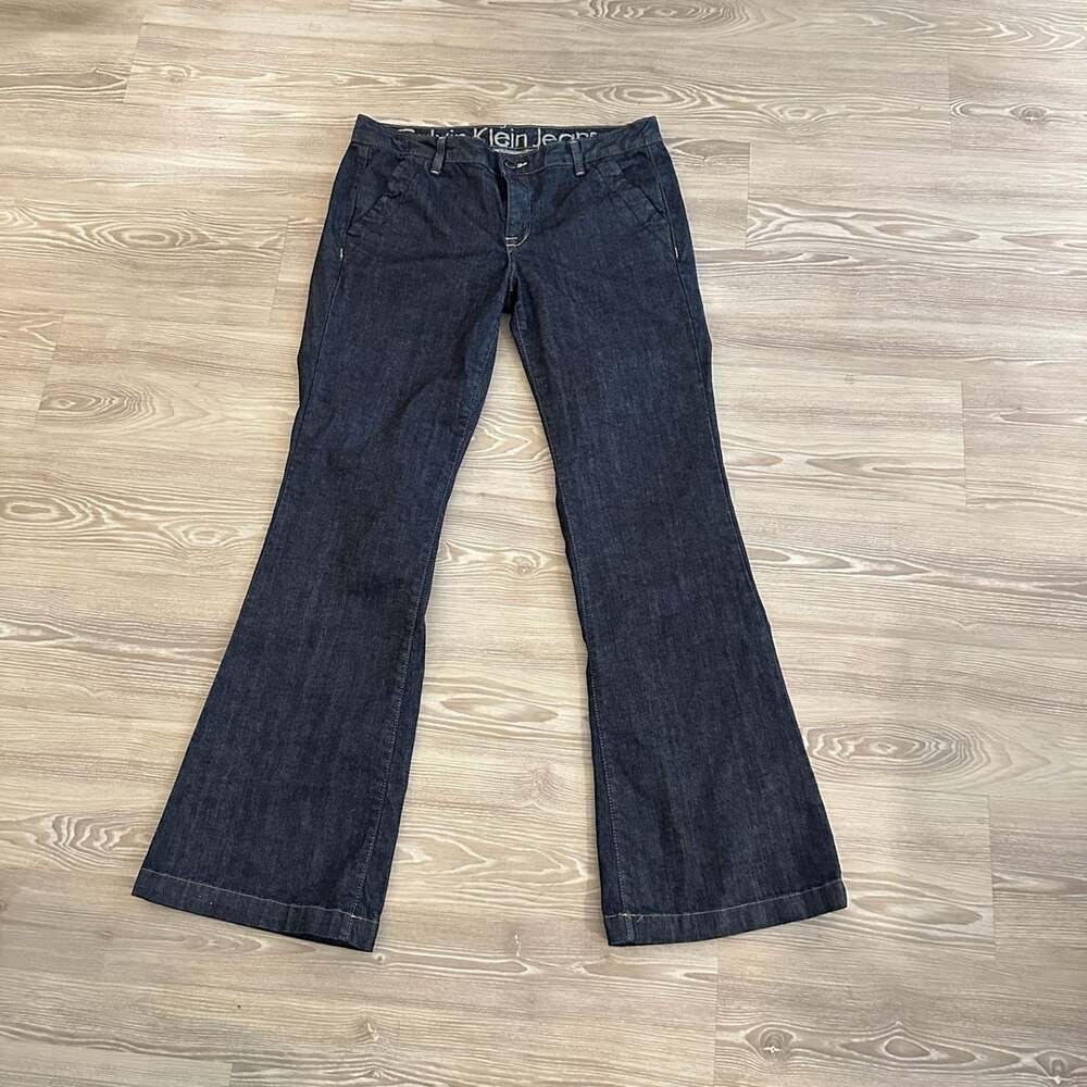 Calvin Klein Jeans Flare Pants Size 14 Dark Wash Denim